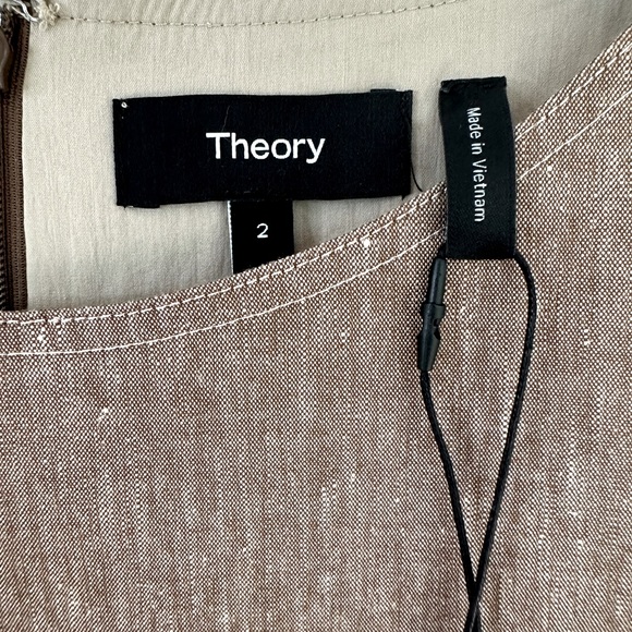 Theory Mod Sleeveless Bronze Linen Blend Shift Dress Size 2 NWT - Picture 11 of 15